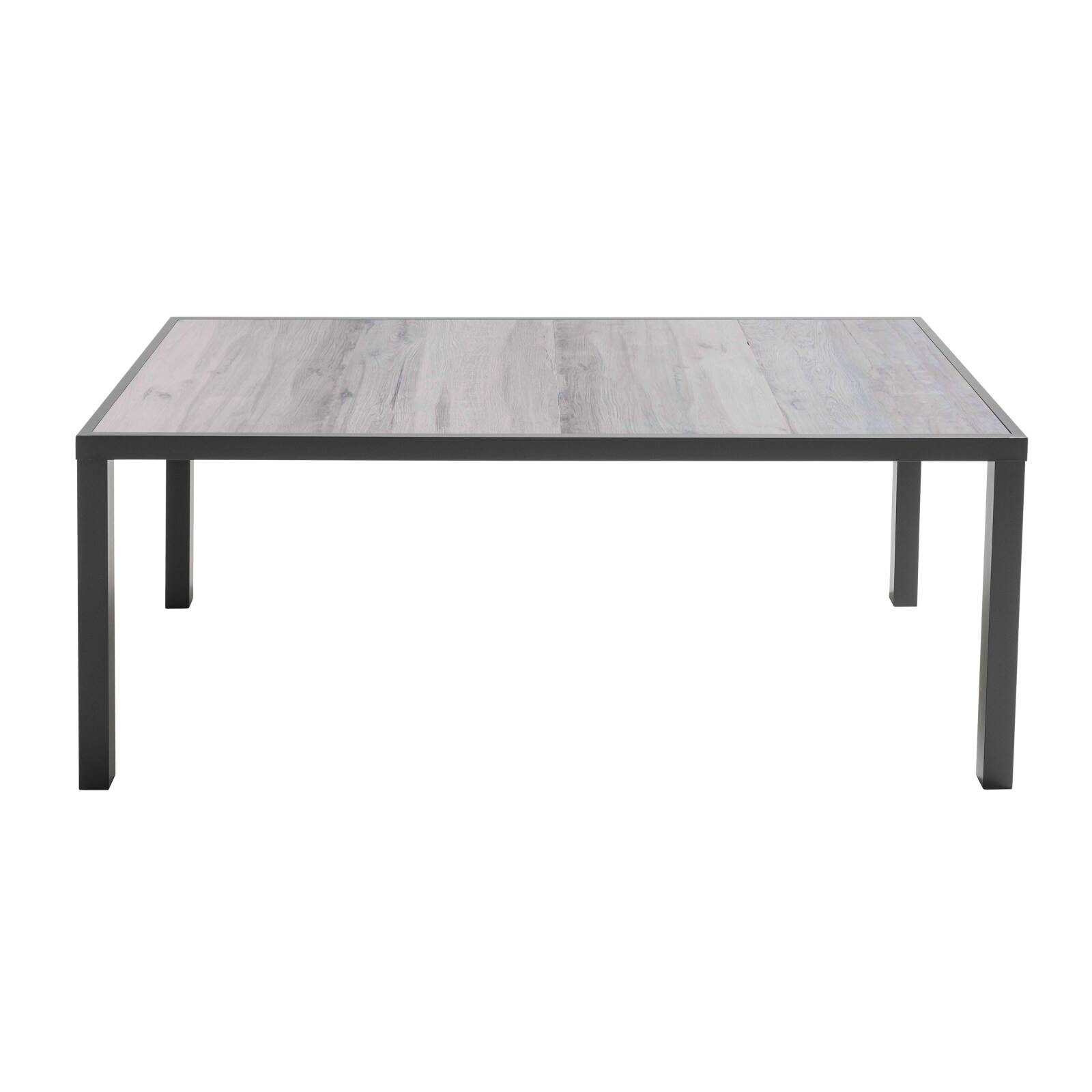 Mesa de jardín con tablero de cerámica de efecto madera grisácea (185 x 95 x 74 cm)