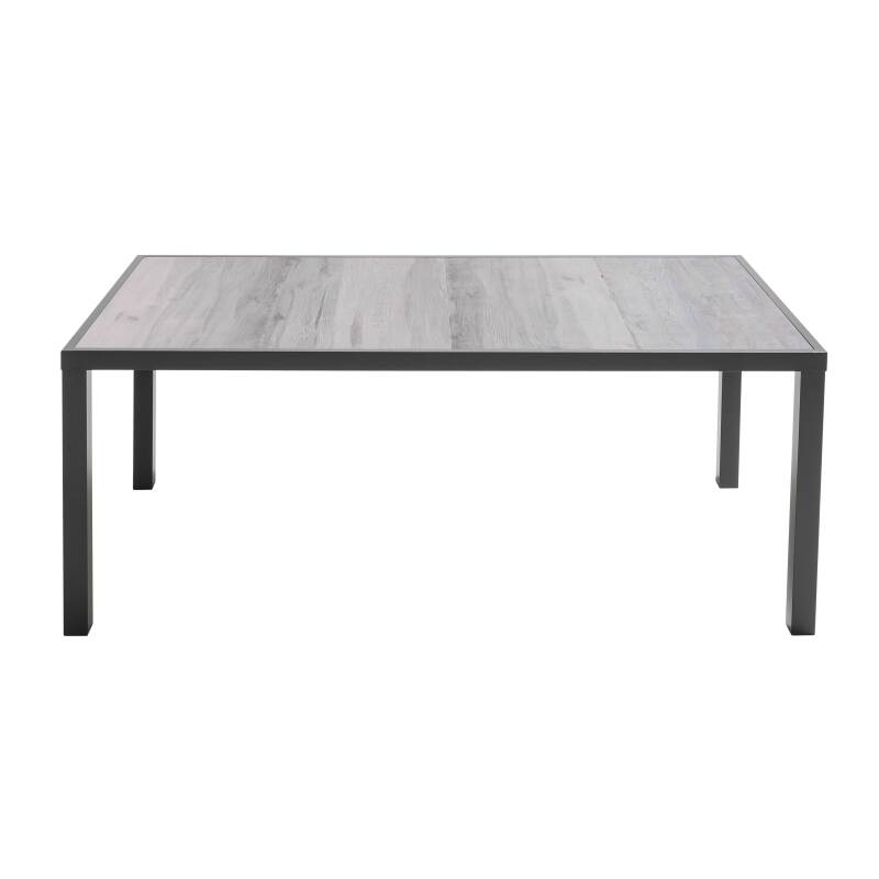 Mesa de jardín con tablero de cerámica de efecto madera grisácea (185 x 95 x 74 cm)