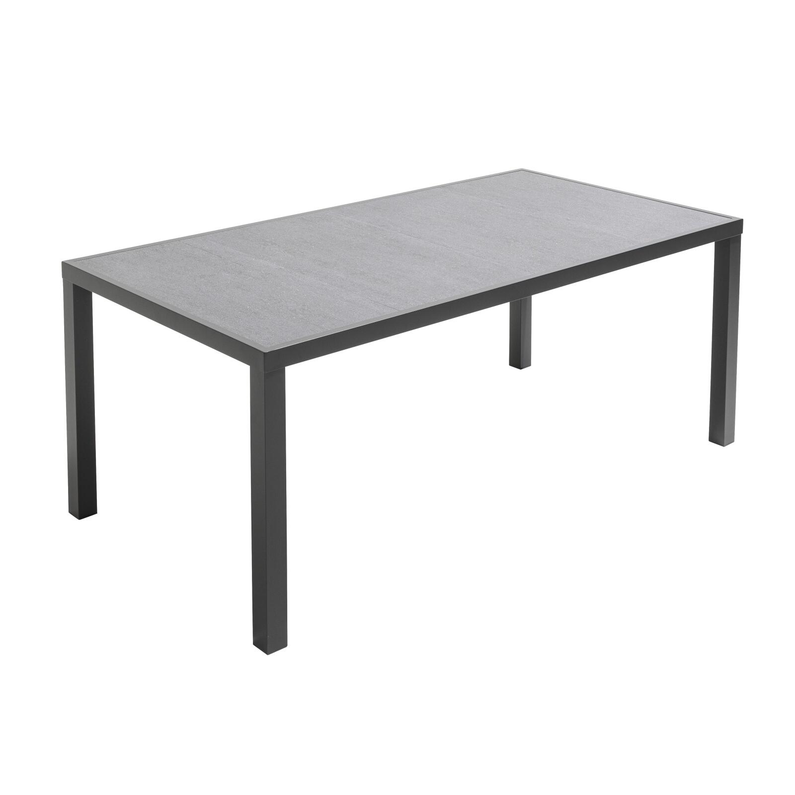 Mesa de jardín de cerámica gris antracita (185 x 95 x 74 cm)