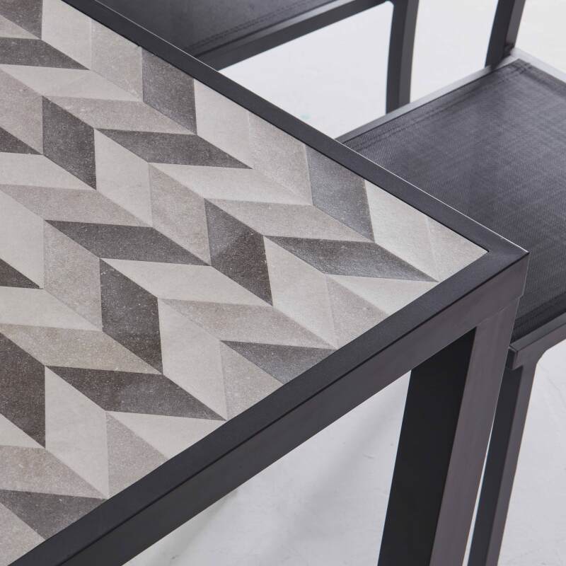 Mesa de jardín de aluminio y cerámica con diseño Tilt + 6 sillas y 2 sillones (2/7)