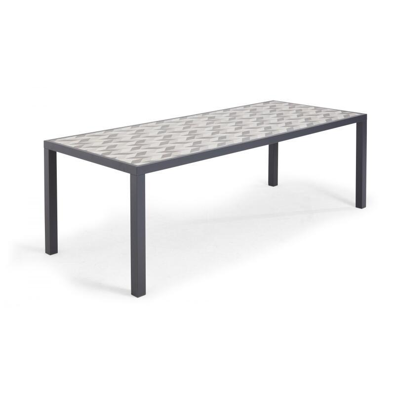 Mesa de jardín de cerámica con diseño Tilt con 8 sillas y 2 sillas con reposabrazos