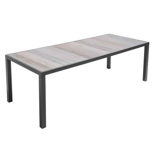Mesa de jardín de aluminio y cerámica efecto madera 10 personas 230x95 cm | Oviala