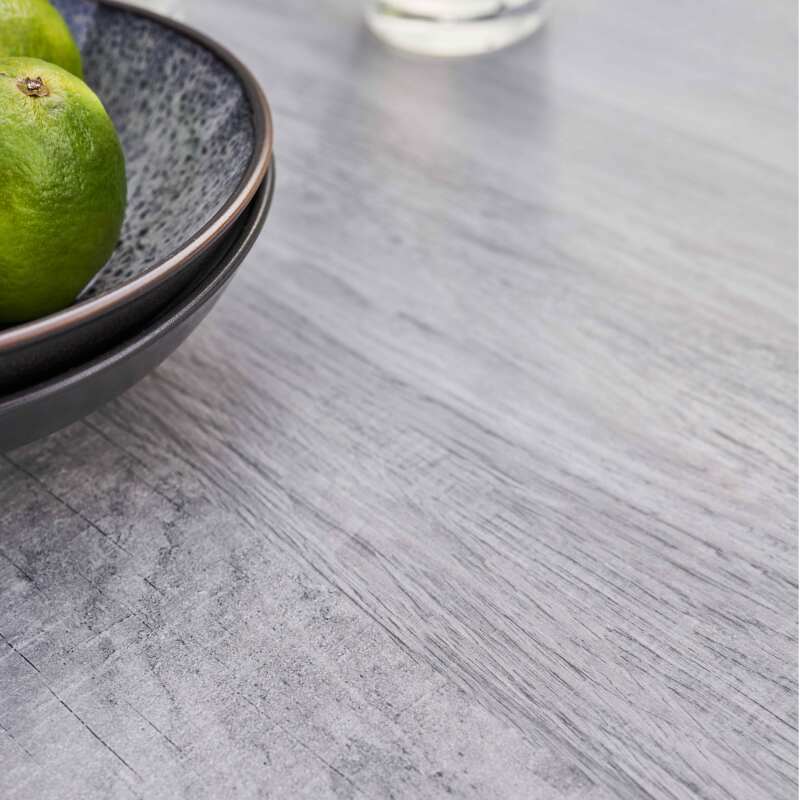 Mesa de jardín de cerámica con efecto de madera grisácea (230 x 95 x 74 cm)