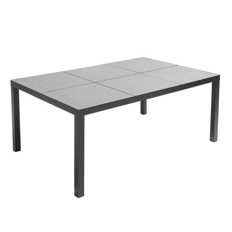 Mesa de jardín de 182 x 121 cm con tablero de cerámica con diseño de tela y 10 sillas