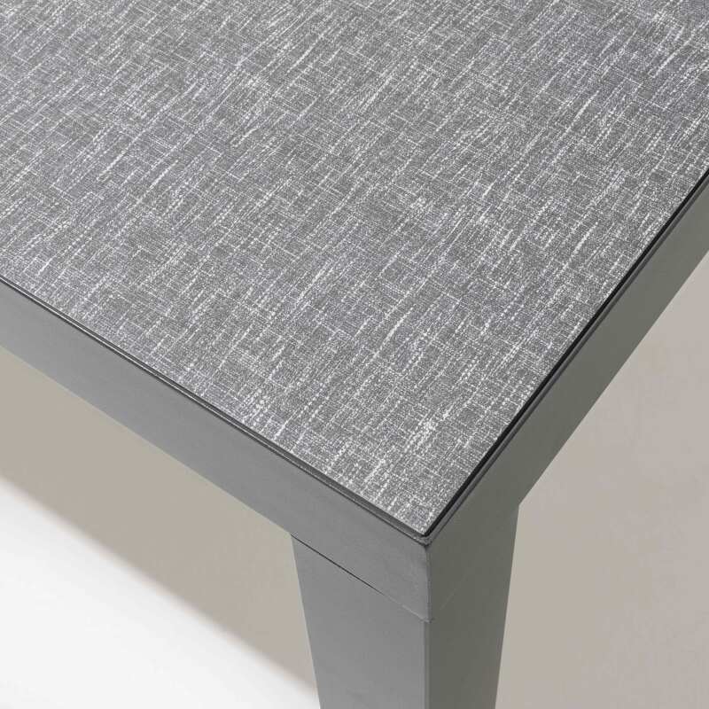 Mesa de jardín de 182 x 121 cm con tablero de cerámica con diseño de tela y 10 sillas