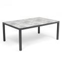 Mesa de jardín rectangular de 182 x 121 cm en cerámica con diseño Karo + 10 sillas