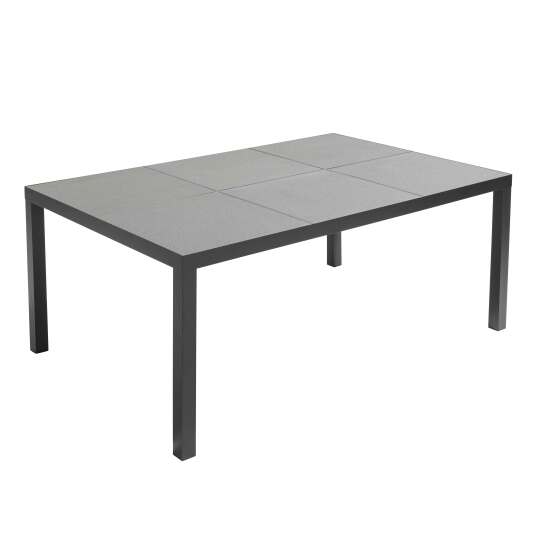 Mesa de jardín de aluminio y cerámica efecto hormigón encerado 10 personas 182x121 cm | Oviala