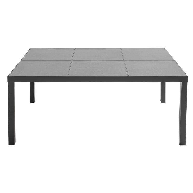 Mesa de jardín con tablero de cerámica con efecto de hormigón encerado (182 x 121 x 74 cm)