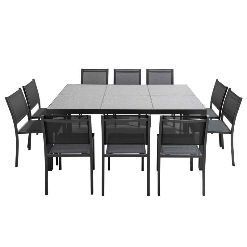 Mesa de jardín de cerámica con diseño de tela (182 x 121 x 74 cm)