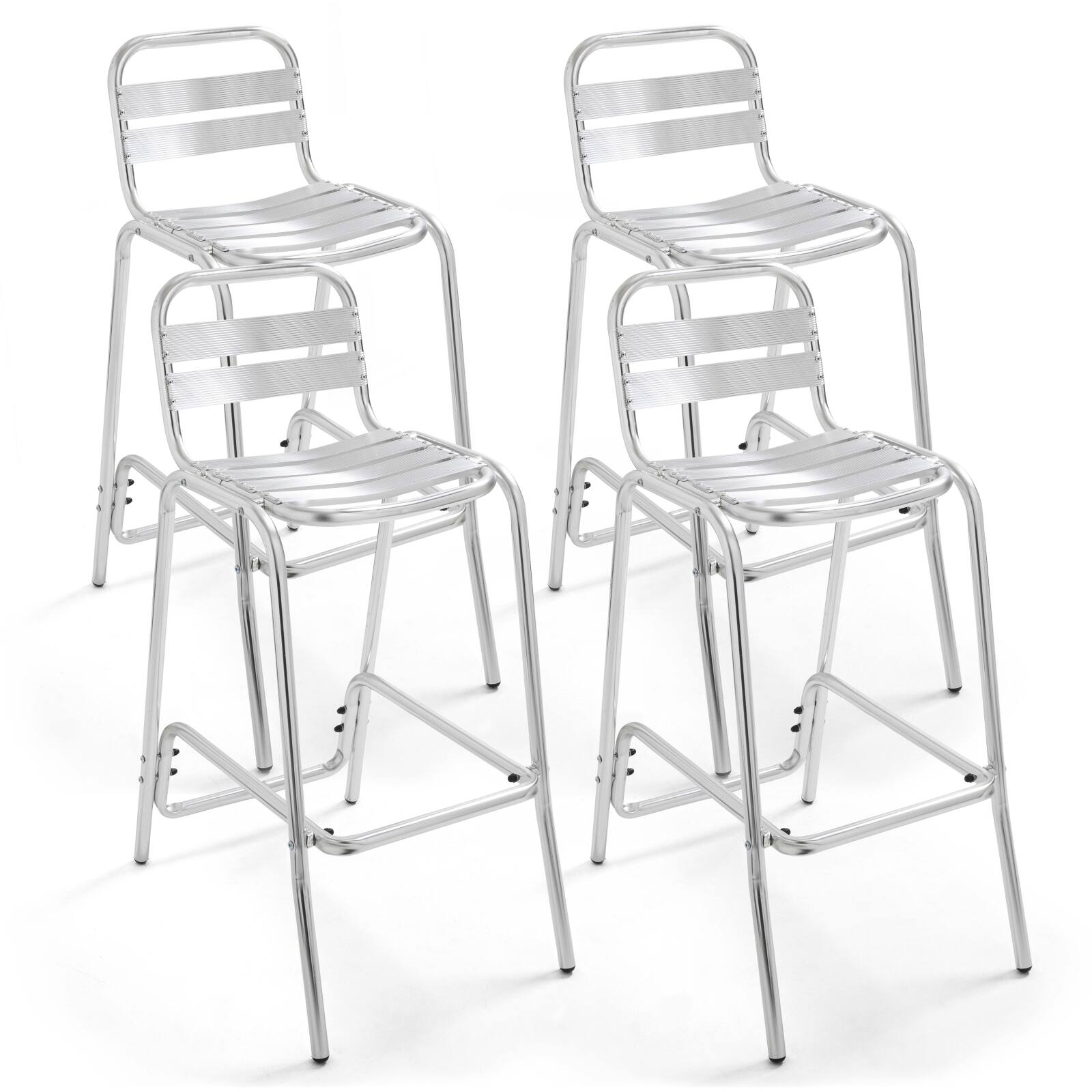 Lote de 4 sillas de bar de aluminio