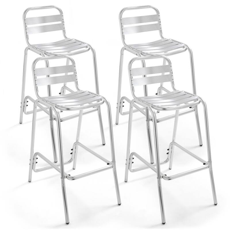 Lote de 4 sillas de bar de aluminio