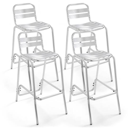 Lote de 4 sillas de bar de aluminio