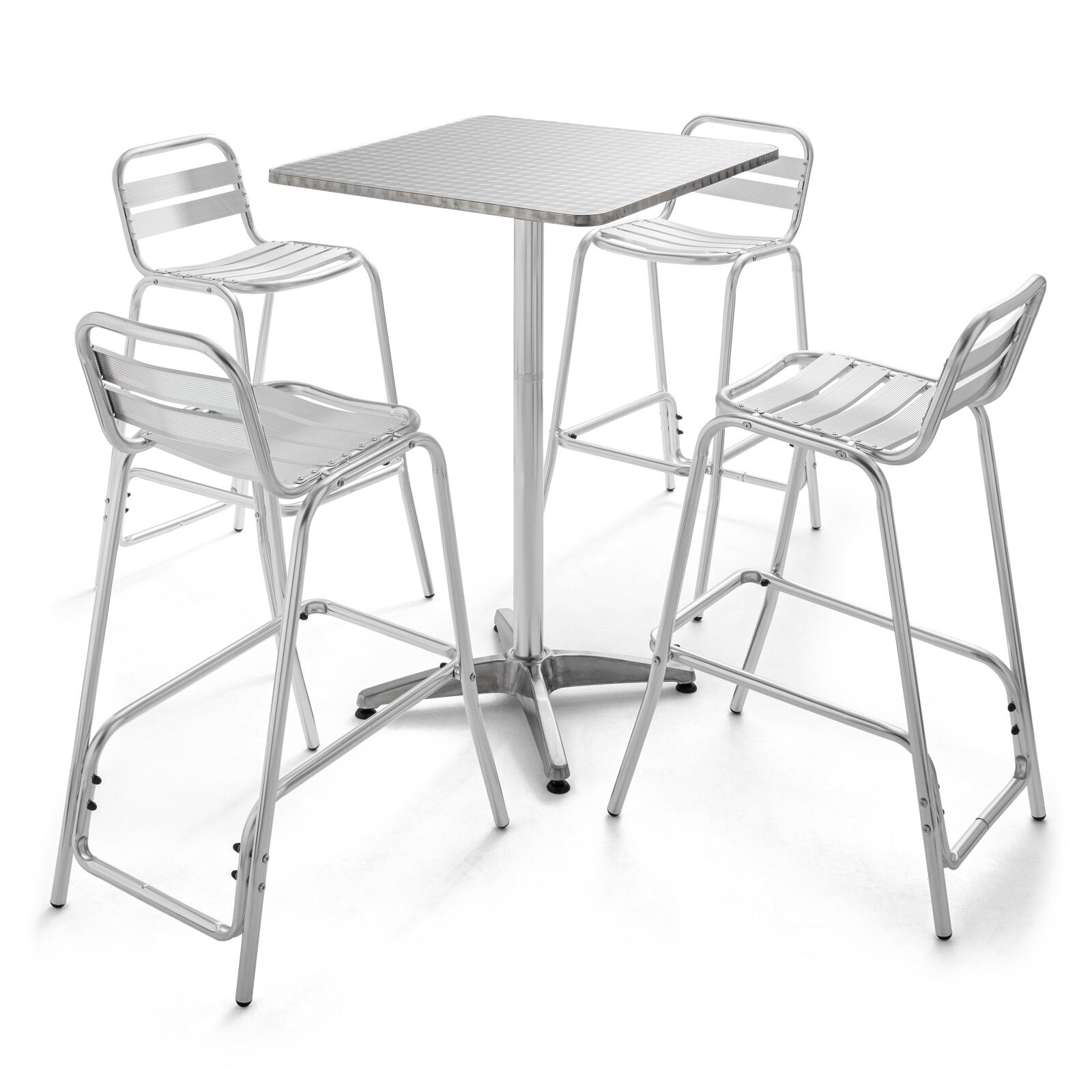 Lote de 4 sillas de bar de aluminio