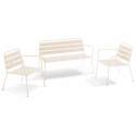 Conjunto de jardín de metal con 2 sillones y 1 banco