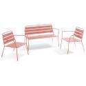 Conjunto de jardín de metal con 2 sillones y 1 banco