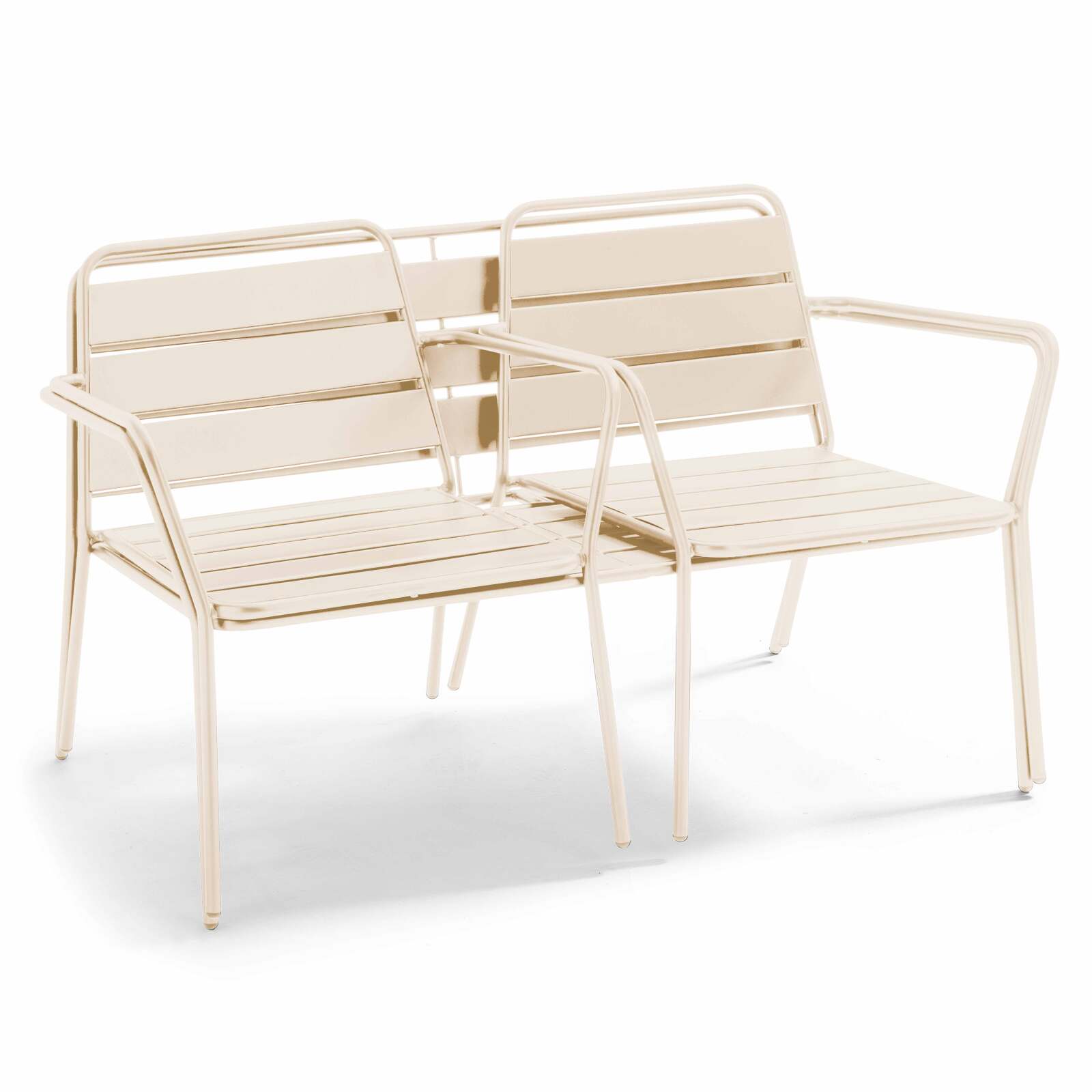 Conjunto de jardín de metal con 2 sillones y 1 banco