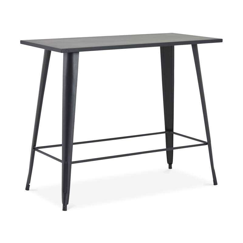 Mesa alta de metal estilo industrial con patas inclinadas