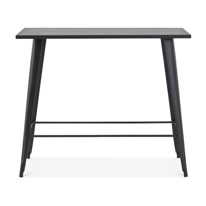 Mesa alta de metal estilo industrial con patas inclinadas