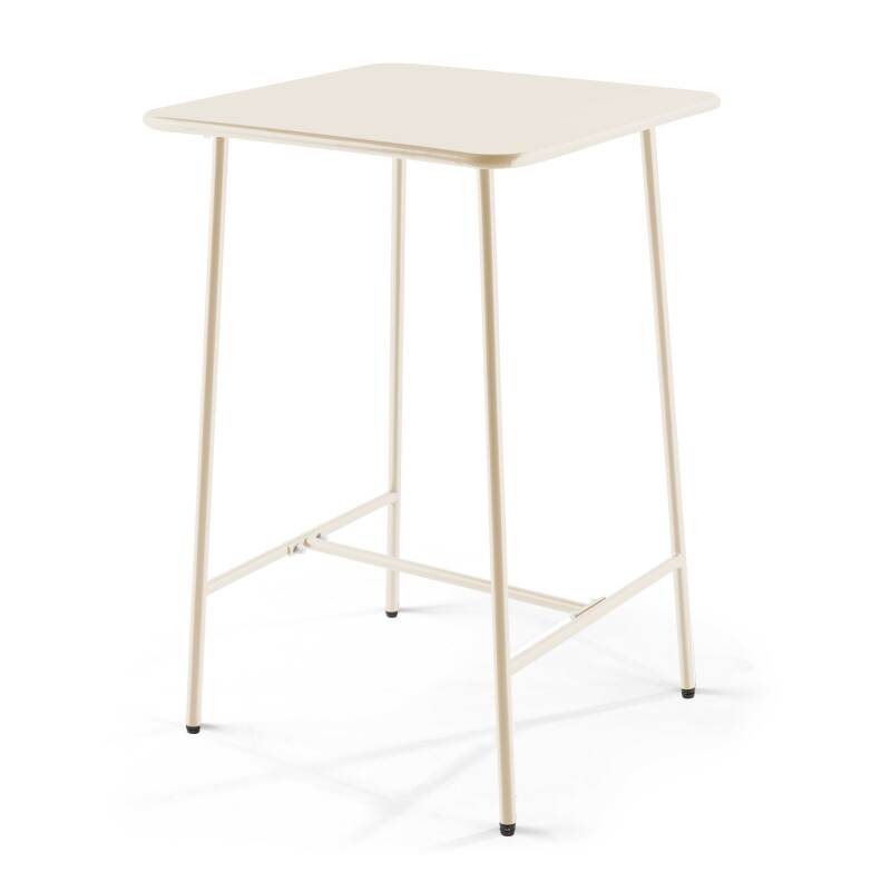 Mesa de bar cuadrada de 70 x 70 x 105 cm y 2 sillas altas de metal