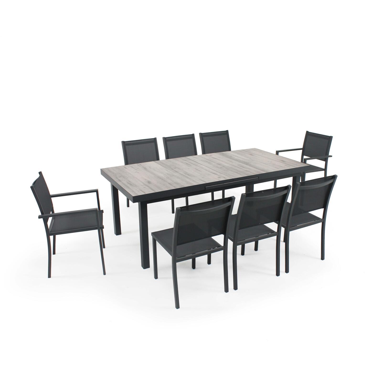 Mesa de jardín rectangular extensible (200/260 x 100 x 75 cm) de aluminio y cerámica Mesa de jardín rectangular extensible (200/260 x 100 x 75 cm) de aluminio y cerámica