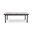 Mesa de jardín rectangular extensible (200/260 x 100 x 75 cm) de aluminio y cerámica