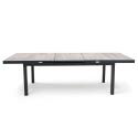 Mesa de jardín rectangular extensible (200/260 x 100 x 75 cm) de aluminio y cerámica