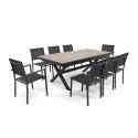 Mesa de jardín rectangular extensible con 8 sillas y 2 sillas con reposabrazos