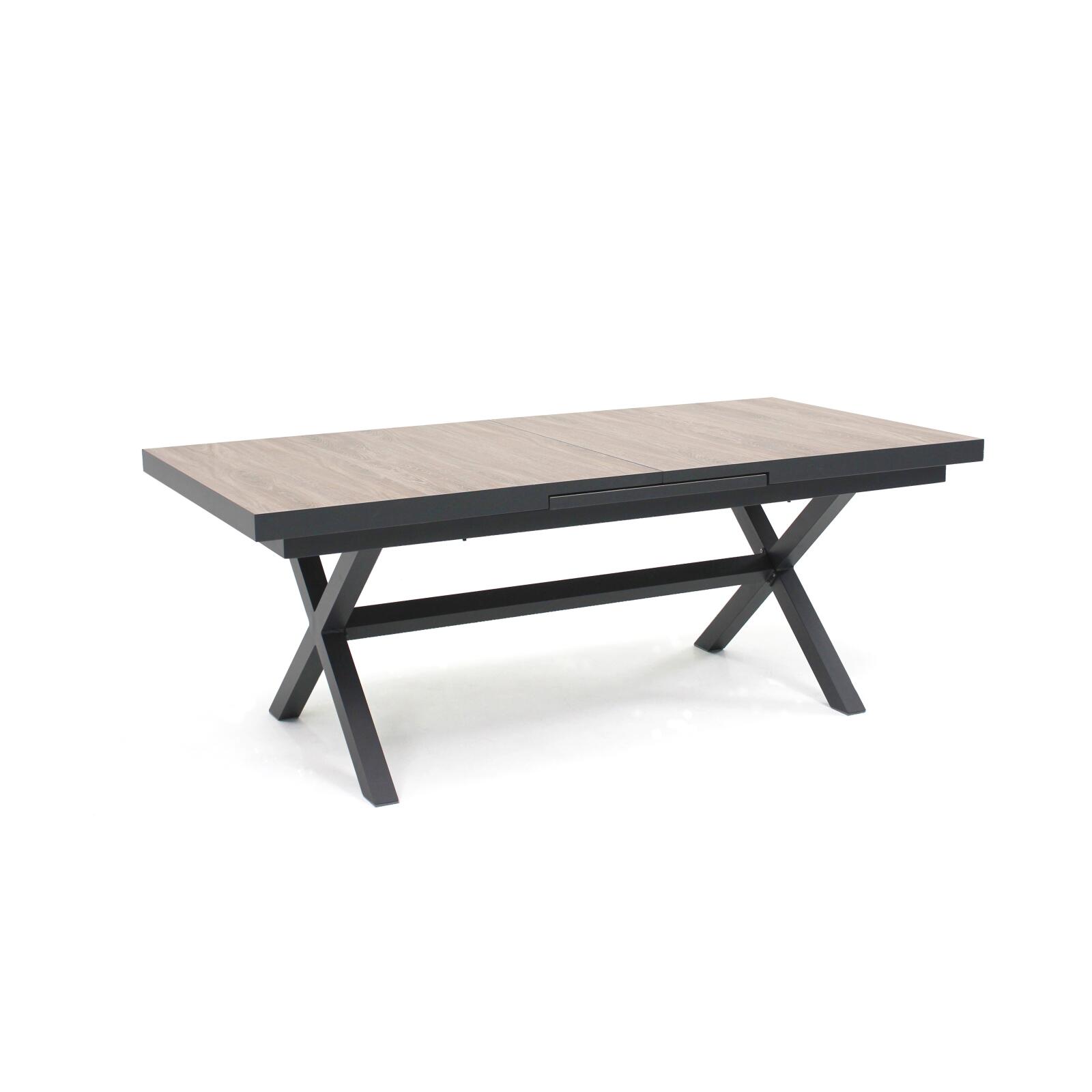 Mesa de jardín rectangular extensible con 8 sillas y 2 sillas con reposabrazos