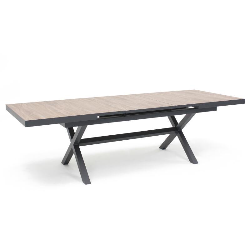 Mesa de jardín rectangular extensible con 8 sillas y 2 sillas con reposabrazos