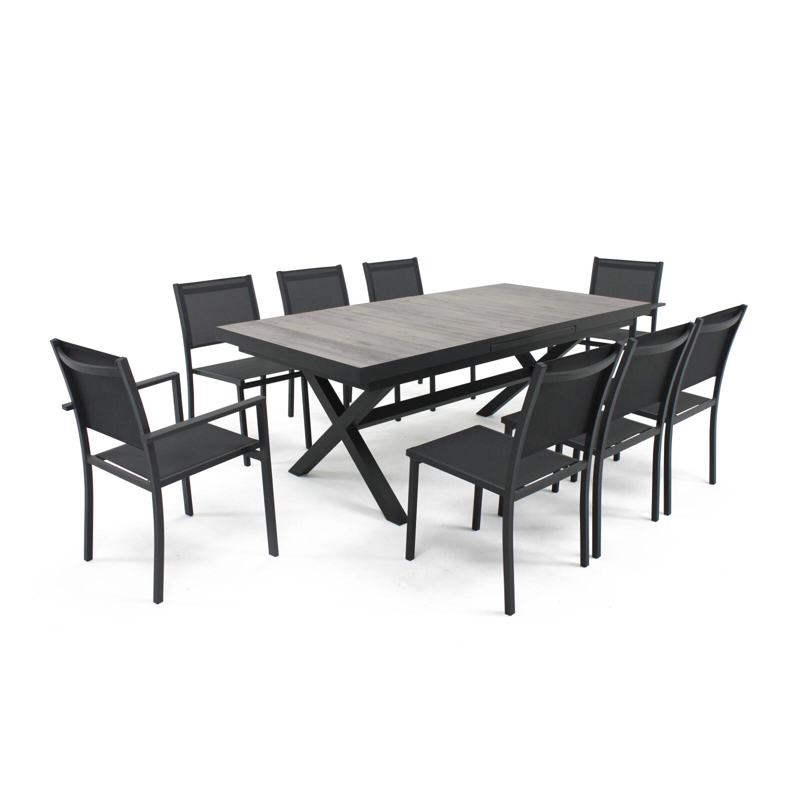 Mesa de jardín rectangular extensible (200/260 x 100 x 75 cm) de aluminio y cerámica Mesa de jardín rectangular extensible (200/260 x 100 x 75 cm) de aluminio y cerámica