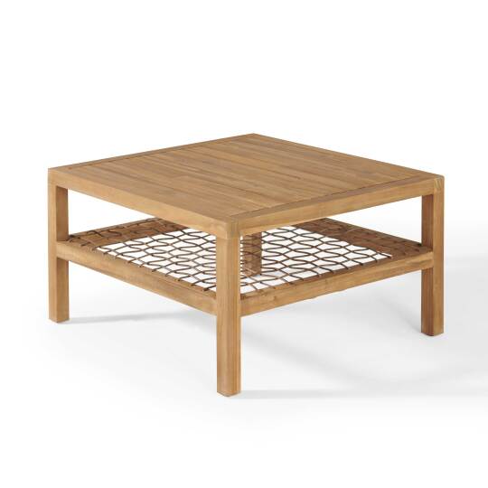 Mesa de jardín de acacia con bandeja de almacenamiento | Oviala