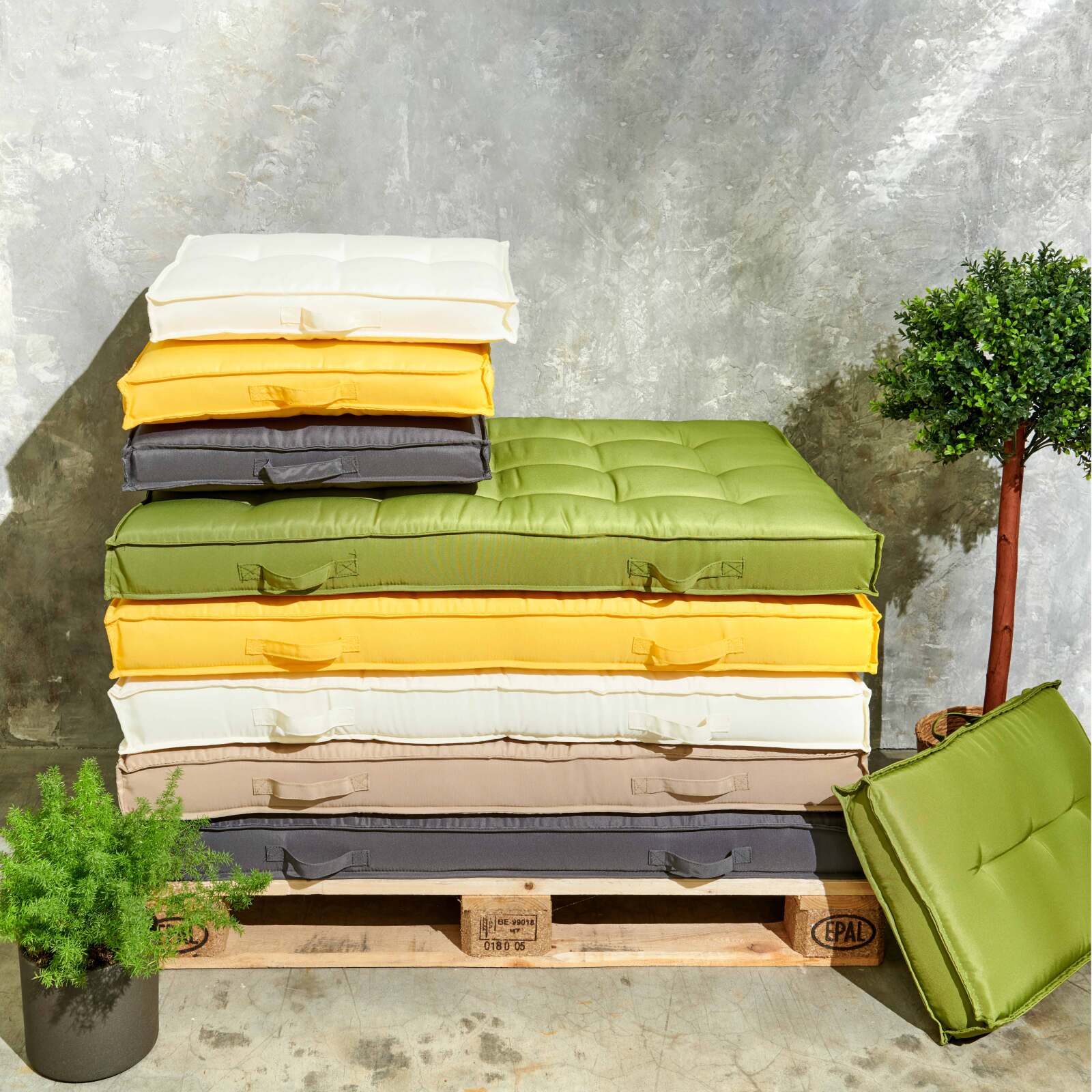 Buis en tronco artificial en maceta, altura 110 cm