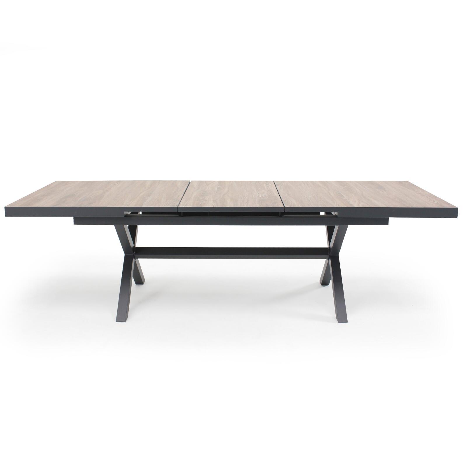 Mesa de jardín rectangular extensible (200/260 x 100 x 75 cm) de aluminio y cerámica