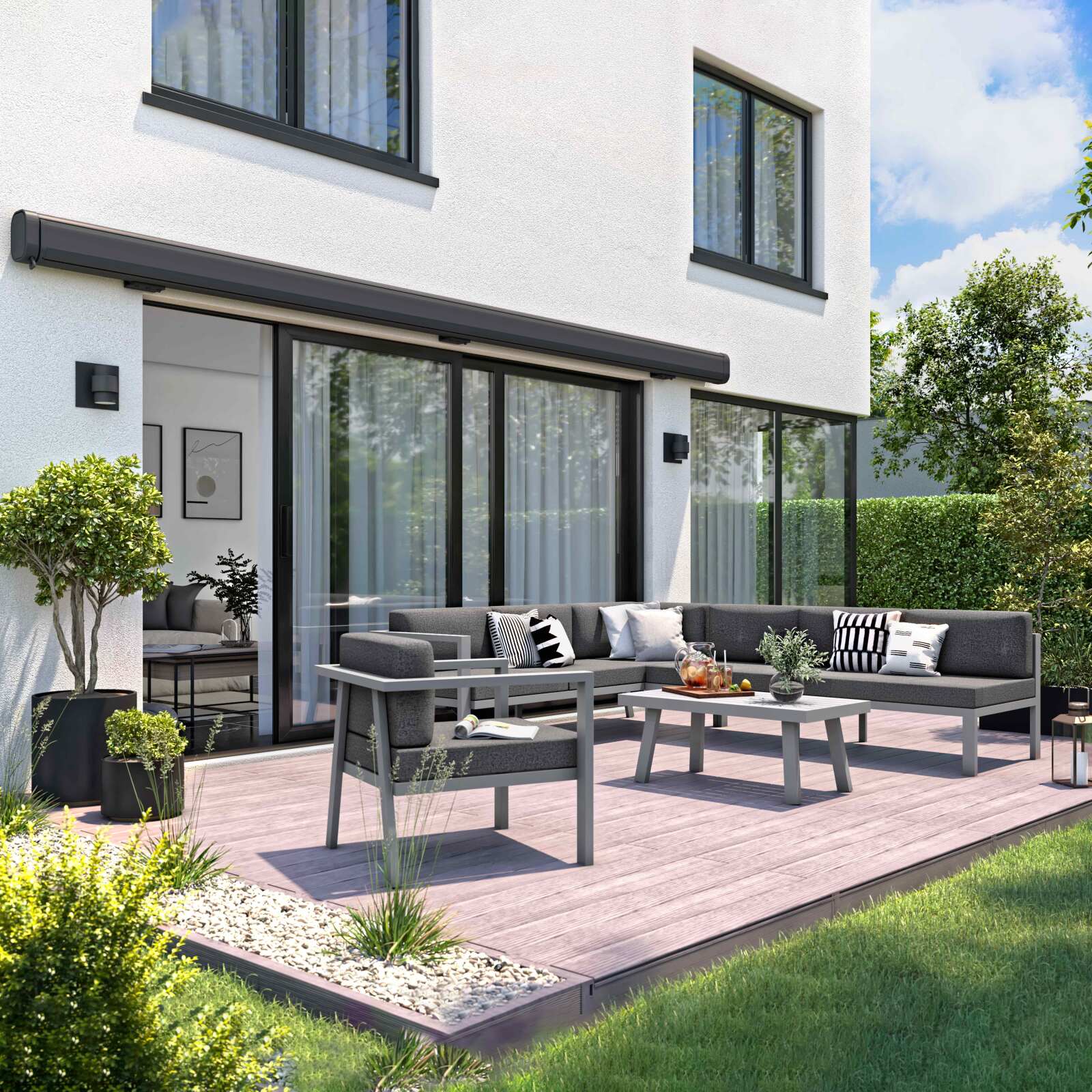 Toldo eléctrica + LED con caja integrada de 5 x 3 m Toldo eléctrica + LED con caja integrada de 5 x 3 m