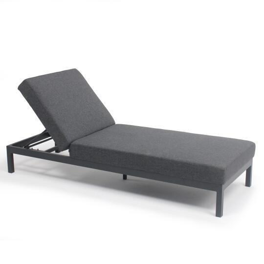 Tumbona de aluminio reclinable 5 posiciones con cojín | Oviala