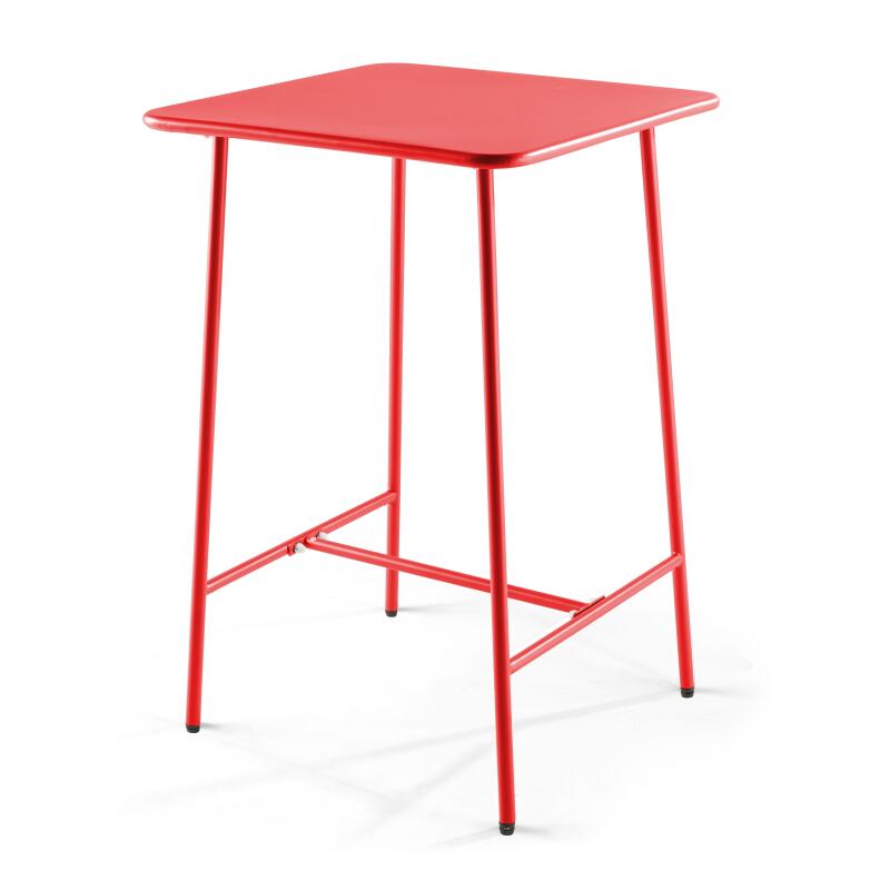 Mesa de bar alta de 70 cm x 70 cm y 4 sillas altas de metal