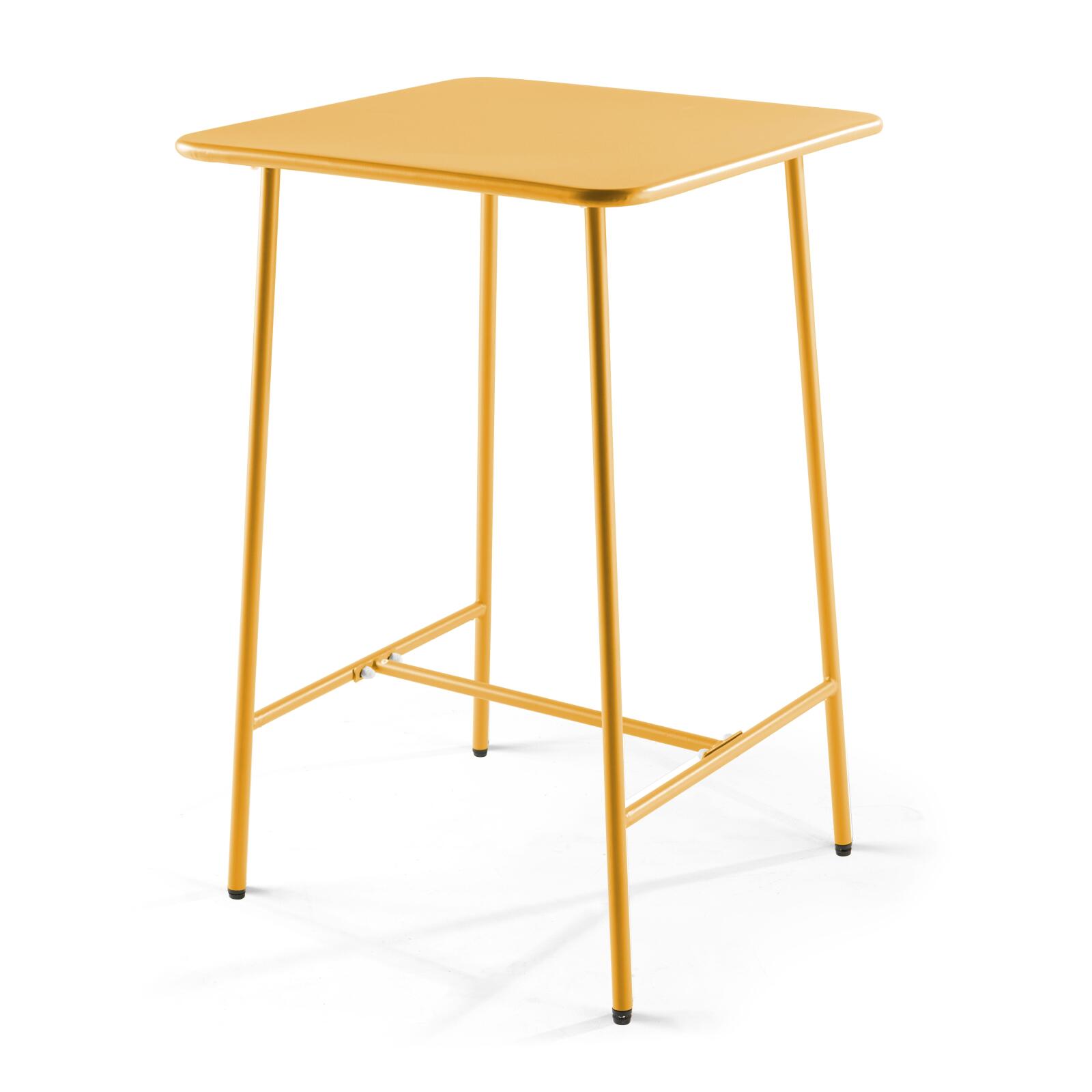 Mesa de bar alta de 70 cm x 70 cm y 4 sillas altas de metal
