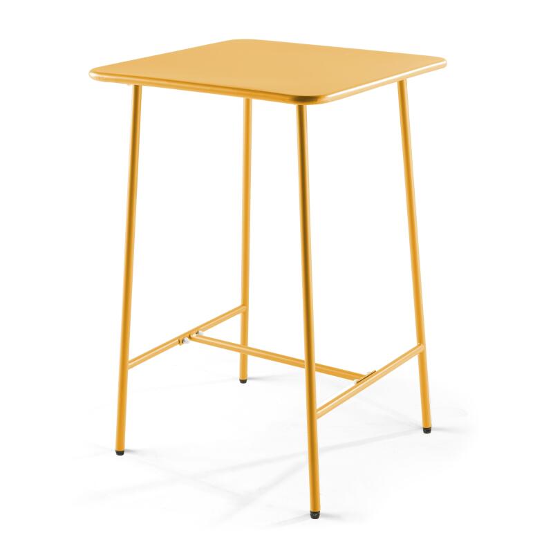 Mesa de bar alta de 70 cm x 70 cm y 4 sillas altas de metal