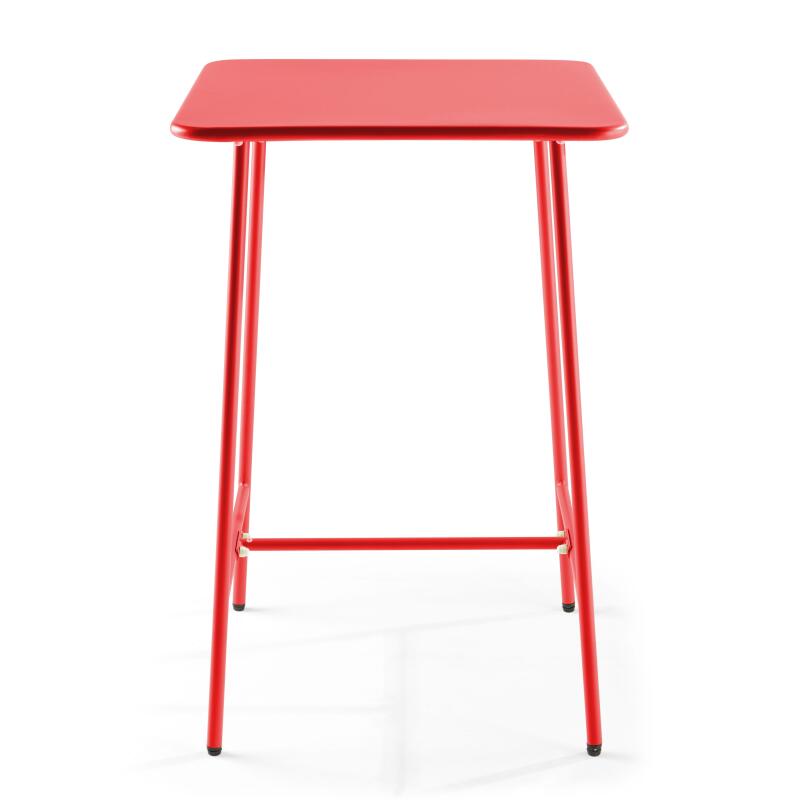 Mesa de bar alta de 70 cm x 70 cm y 4 sillas altas de metal