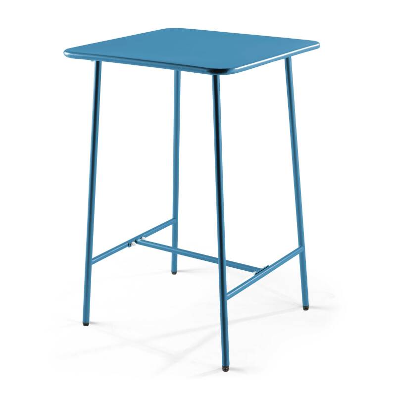 Mesa de bar alta de 70 cm x 70 cm y 4 sillas altas de metal