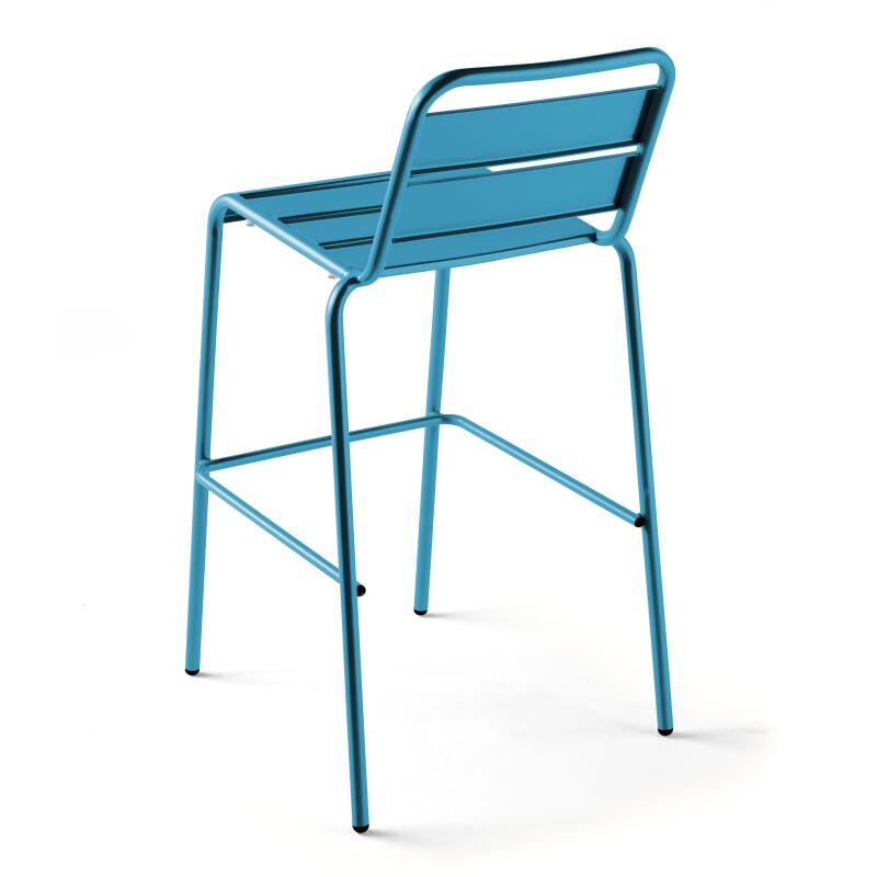 Mesa de bar alta de 70 cm x 70 cm y 4 sillas altas de metal