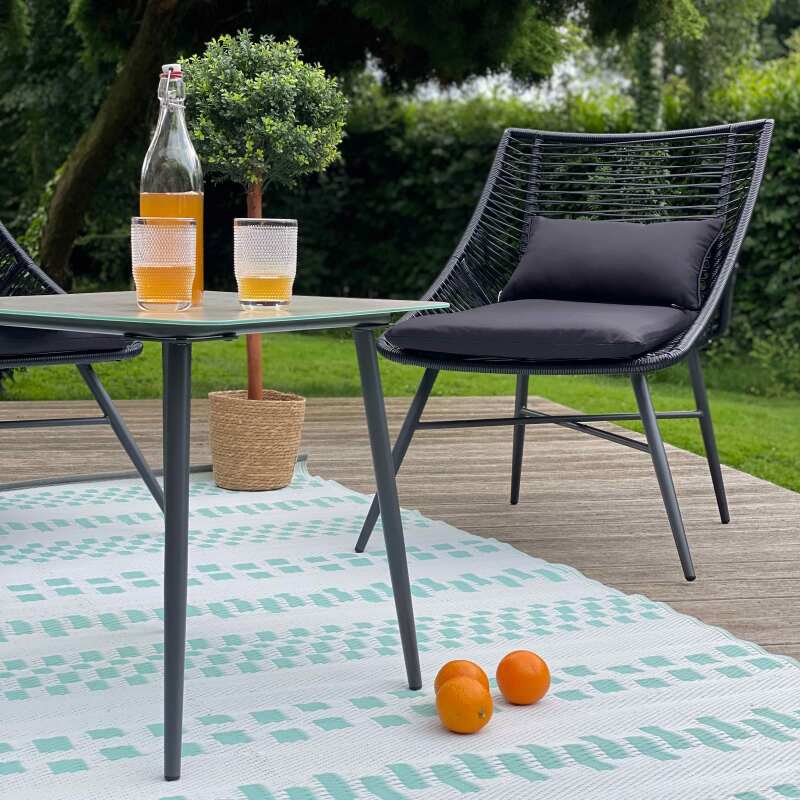 Conjunto de jardín de cuerdas con 2 sillones y 1 mesa de centro