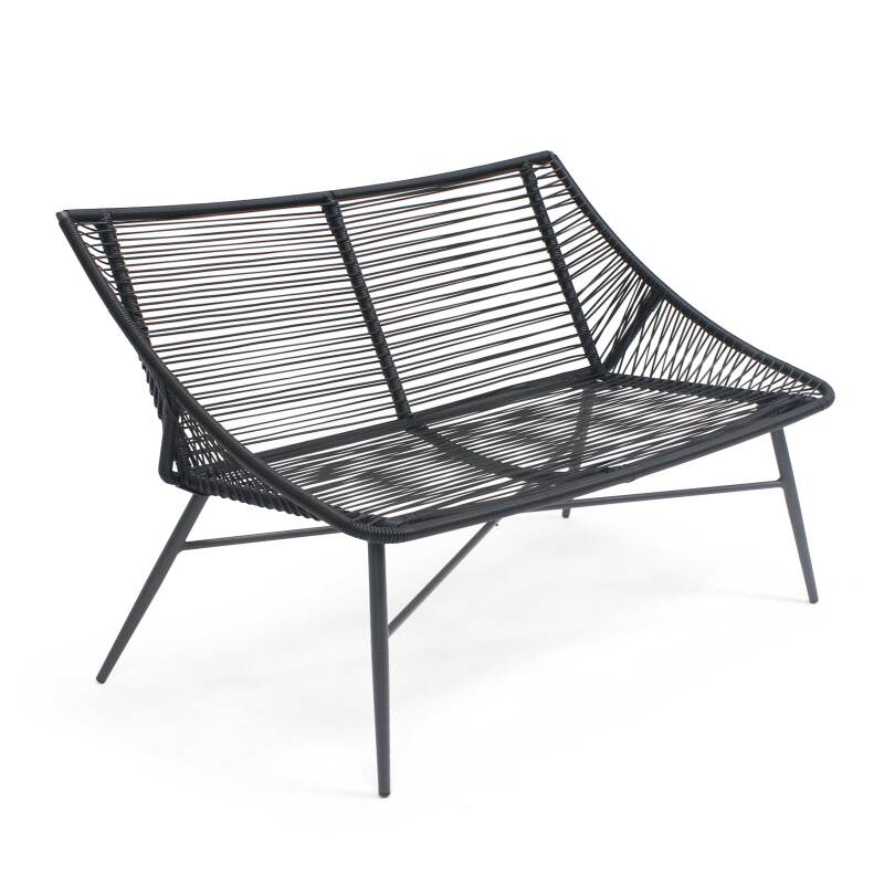 Conjunto de jardín de cuerdas con 2 sofás, 2 sillones y 2 mesas auxiliares encajables