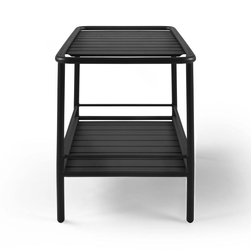 Mesa auxiliar con ruedas de metal estilo industrial (3/7)