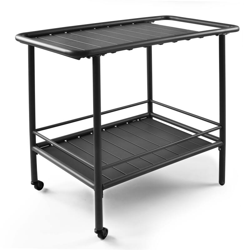 Mesa auxiliar con ruedas de metal estilo industrial