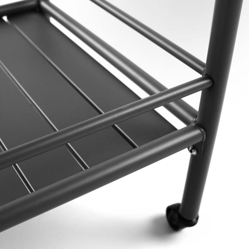 Mesa auxiliar con ruedas de metal estilo industrial (4/7)