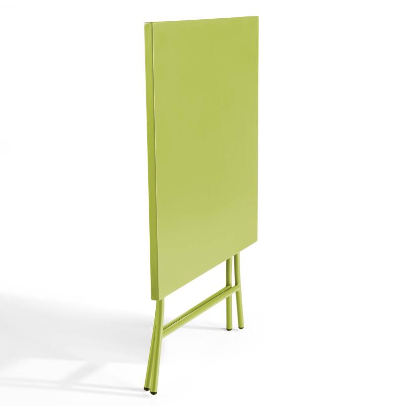 Mesa de jardín cuadrada de 70 x 70 cm con tablero plegable y 2 sillas plegables de metal