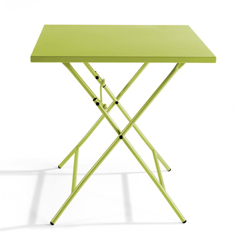 Mesa de jardín cuadrada de 70 x 70 cm con tablero plegable y 2 sillas plegables de metal