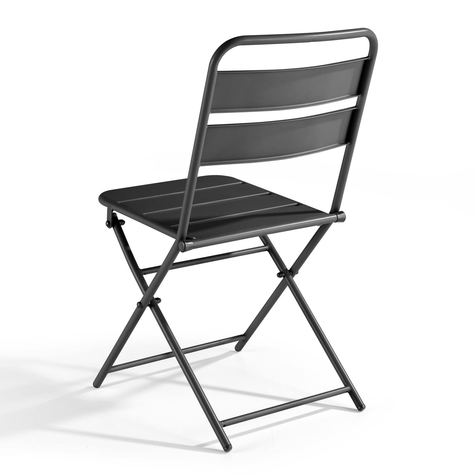 Mesa de jardín cuadrada de 70 x 70 cm con tablero plegable y 2 sillas plegables de metal