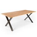 Mesa rectangular de roble FSC® con bordes rectos y patas en forma de cruz